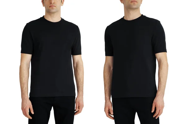 Black Shirt Two Sides White Isolated Background Copy Space — Stok fotoğraf