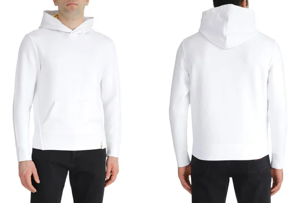 White Hoodie Two Sides Copy Space Mockup Design Template Mockup — Stok fotoğraf