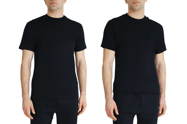 Black Shirt Two Sides White Isolated Background Copy Space — Stok fotoğraf