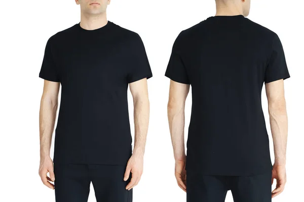 Black Shirt Two Sides White Isolated Background Copy Space — 图库照片