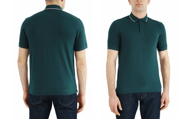 Πράσινο Shirt Δύο Πλευρές Ένα Λευκό Απομονωμένο Φόντο Αντίγραφο Χώρου — Φωτογραφία Αρχείου