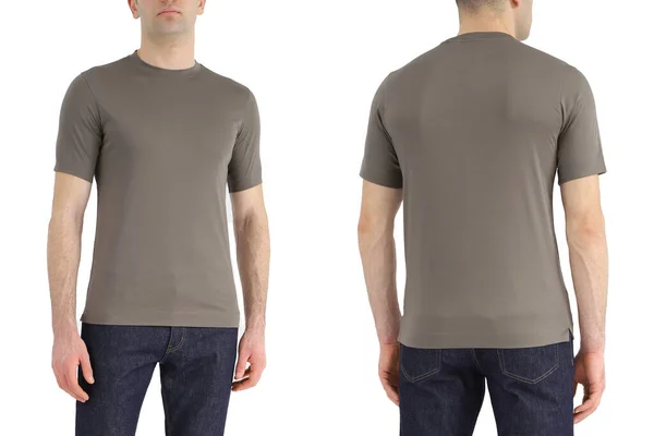 Brown Shirt Two Sides White Isolated Background Copy Space — Stockfoto