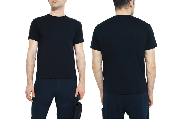 Två Sidor Svarta Shirts Med Kopieringsutrymme — Stockfoto