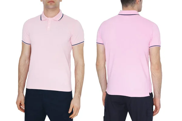 Två Sidor Herrarnas Rosa Shirts Mockup Designa Mall Mockup — Stockfoto