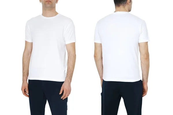 Dos Lados Las Camisetas Blancas Con Espacio Copia Sobre Fondo —  Fotos de Stock