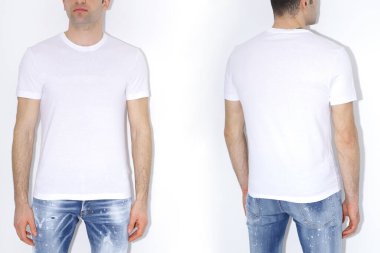 Erkekler için iki tişört maketi. Tasarım şablonu. Model