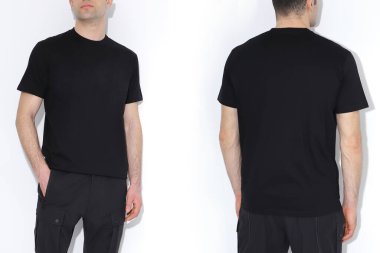 Erkekler için iki tişört maketi. Tasarım şablonu. Model