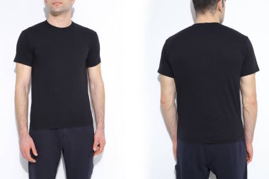 Erkekler için iki tişört maketi. Tasarım şablonu. Model