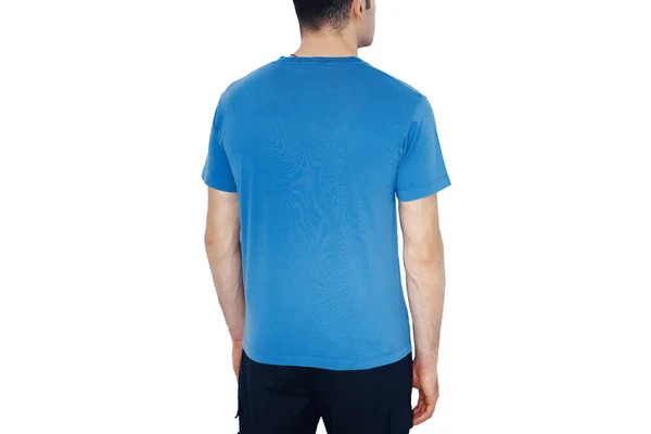 Mavi Erkek Tişörtleri Maketi Tasarım Şablonu Model — Stok fotoğraf