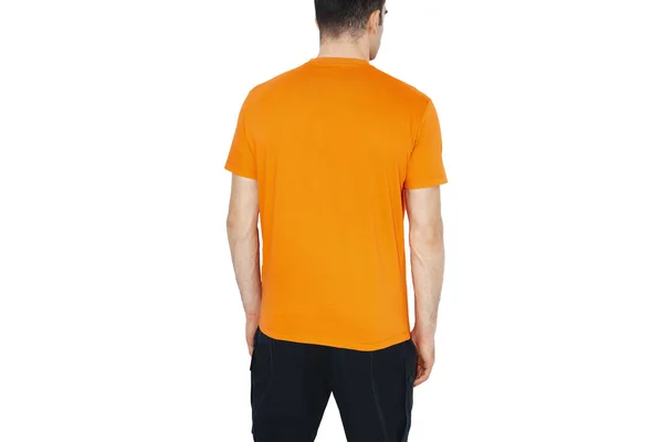 Männer Shirts Attrappe Orange Entwurfsvorlage — Stockfoto