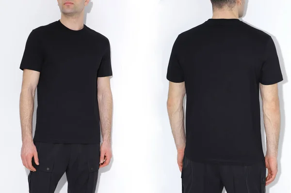 Camisetas Masculinas Dois Lados Mockup Modelo Projeto Mockup — Fotografia de Stock