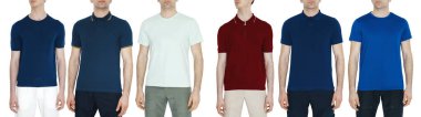 Black and white and color men's t-shirts. Design template.