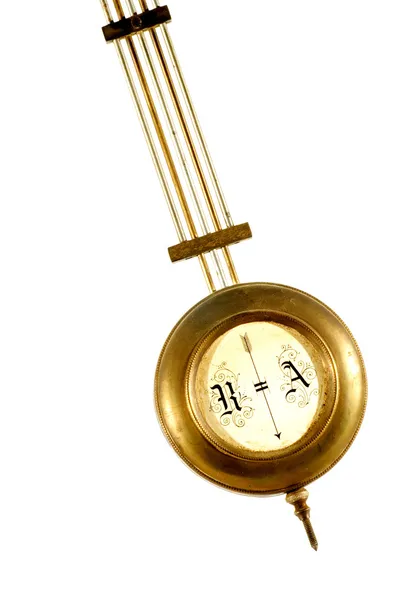 Pendulum of the old clock on white background — Stock Photo, Image