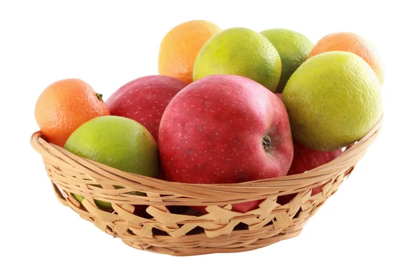 Färgade frukt i korg — Stockfoto
