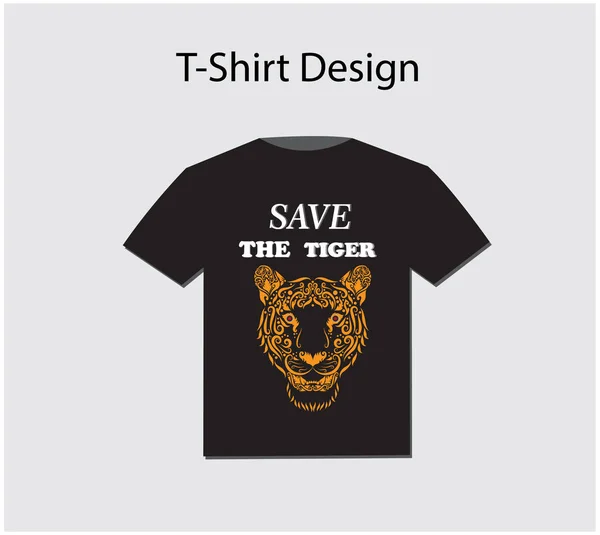 Shirt Σχεδιασμό Διανυσματική Απεικόνιση Της Σώσει Την Τέχνη Θέμα Τίγρης — Διανυσματικό Αρχείο