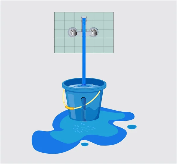 Desperdicio Agua Del Grifo Desperdicio Del Tema Del Agua Para — Archivo Imágenes Vectoriales