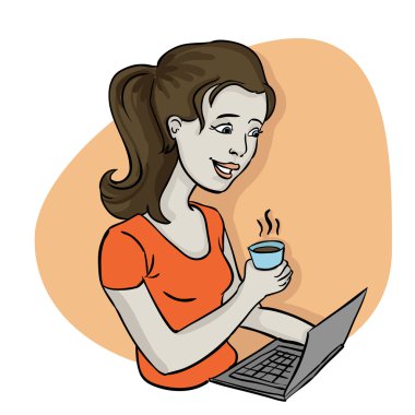 dizüstü bilgisayar, evden çalışan kızla
