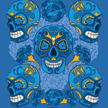 Meksikalı calaveras ile merigold ornamens