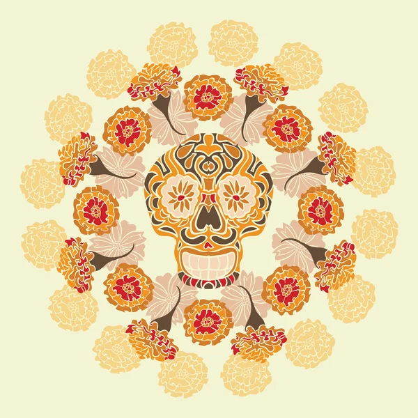 Мексиканські череп з календули візерунком — стоковий вектор