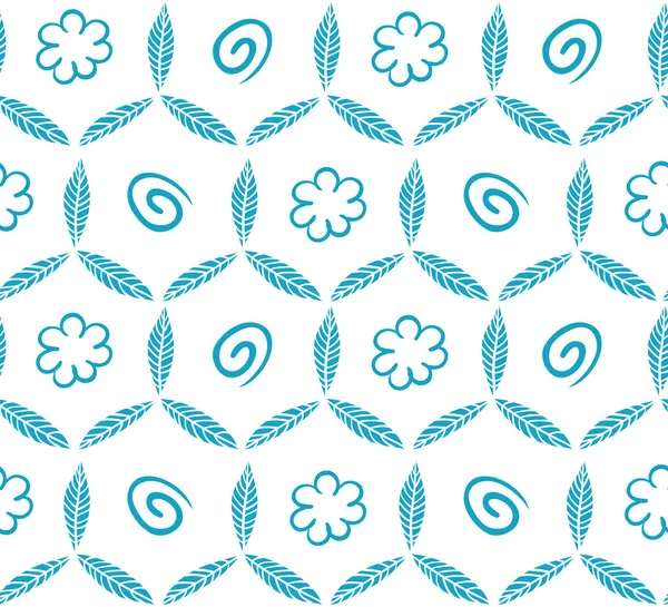 Blue floral patter with flowers and swirls — Stock Vector