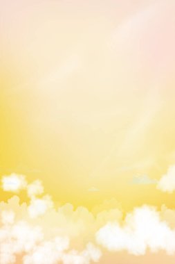 Sarı ve Pembe Gökyüzü Pastel arka plan, Günbatımlı dikey dramatik alacakaranlık manzarası, Vector örgü örgü ufuk gökyüzü gündoğumu veya dört mevsimlik güneş ışığı arkaplanı