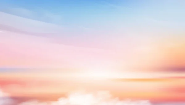 Цветное Пылевое Небо Облаками Пастельном Тоне Голубом Розовом Фиолетовом Желтом — стоковый вектор