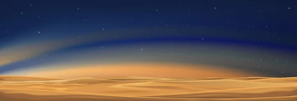 Vintergatan Och Orange Ljus Öken Sanddyner Natt Färgglada Landskap Med — Stock vektor