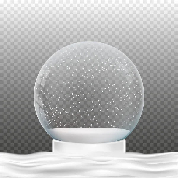 Снежный Глобус Выпадением Снега Иллюстрация Вектора Пустой Хрустальной Сферы Прозрачный — стоковый вектор