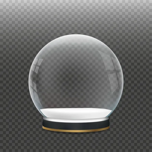 Snow Globe Vector Illustration Empty Crystal Sphere Transparentní Kouzelná Skleněná — Stockový vektor