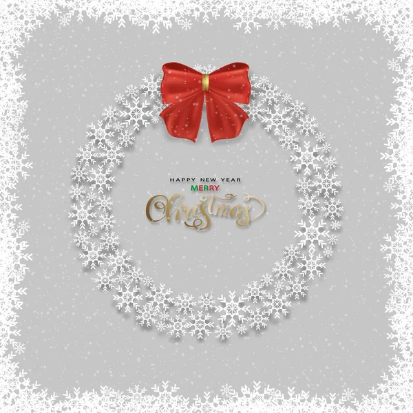 Christmas Card Snowflakes Wreath Grey Background Vector Illustration New Year — Stock Vector