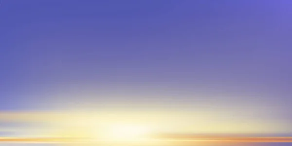 Lever Soleil Matin Avec Orange Jaune Violet Ciel Bleu Paysage — Image vectorielle