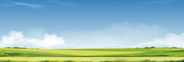 마을의 Panorama 시골의 프레임 과푸른 카툰아름다운 현수막 — 스톡 벡터