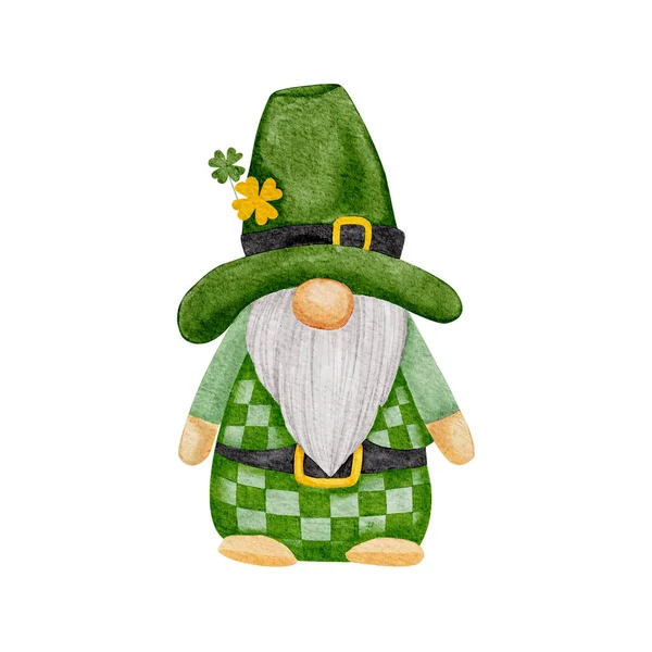 Patrick Day Leprechaun Four Leaves Clovers Greeting Card Gnomes Shamrock — 스톡 벡터