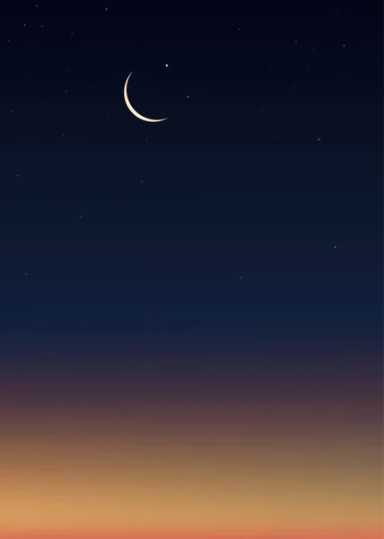 Ramadan Night Crescent Moon Dark Blue Sky Background Vector Vertical — Stock Vector