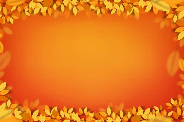 Autumn Background Leaves Frame Orange Yellow Gradient Background Backdrop Design — Stock Vector