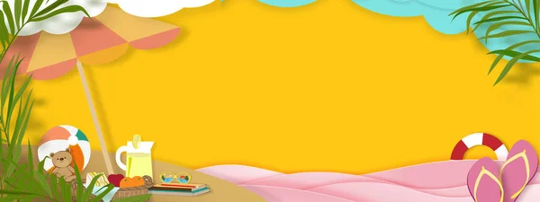 Summer Background Beach Vacation Holiday Theme Pink Wave Layer Copy — Stock Vector