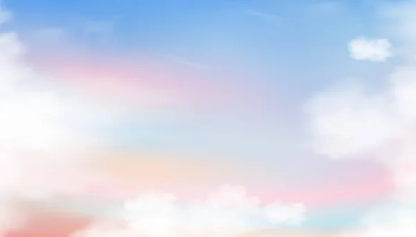 Himmel Pastellton Mit Flauschigen Wolken Blau Rosa Lila Orange Morgen — Stockvektor