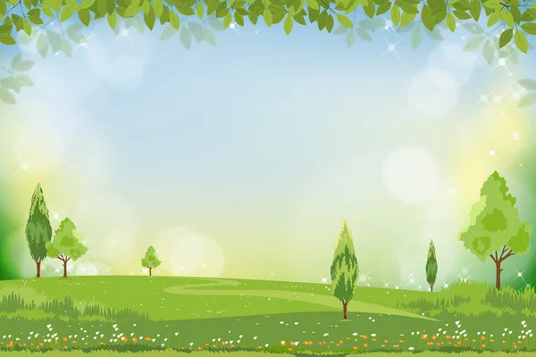 Vector Spring Natur Hintergrund Mit Schneeglöckchen Blume Und Grünem Gras — Stockvektor