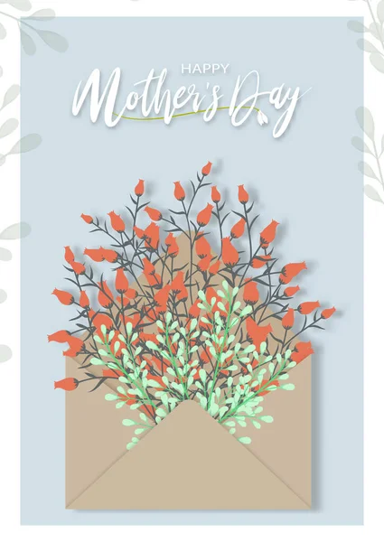 Kartu Ucapan Hari Ibu Dengan Bouquet Bunga Musim Semi Dalam - Stok Vektor