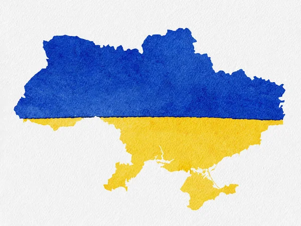 Українська Мапа Акварельного Забарвлення Білому Папері — стокове фото