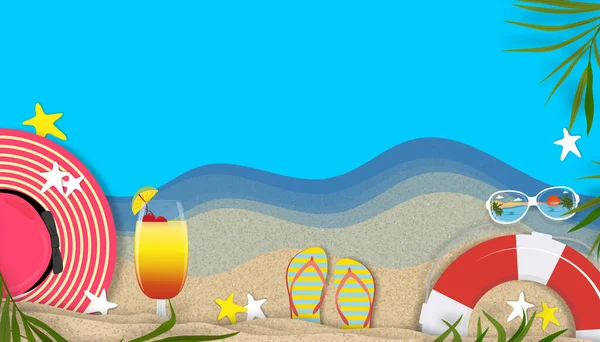 Fondo Verano Con Tema Vacaciones Playa Con Espacio Copia Playa — Archivo Imágenes Vectoriales