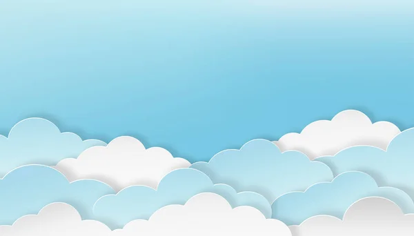 Chmura Błękitnym Tle Nieba Ilustracja Wektorowa Warstwy Chmur Papier Cięcia — Wektor stockowy