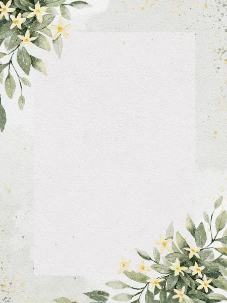 水彩植物卡上有可爱的野花和叶子 夏季花卉装饰品 用于海报 邀请函 插画装饰 用于贺卡设计背景 — 图库照片