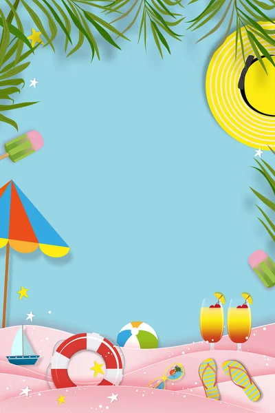 Summer Background Beach Vacation Holiday Theme Pink Wave Layer Copy — 스톡 벡터