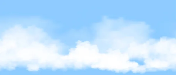 Cielo Azul Con Nubes Patrón Inconsútil Horizontal Banner Textura Nublada — Vector de stock