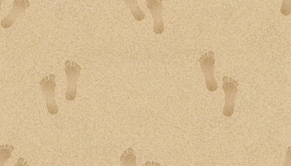 人脚在沙滩背景下的无缝图案纹理背景脚印 矢量图为夏季横幅背景的无缝隙无边棕色沙滩沙丘 — 图库矢量图片