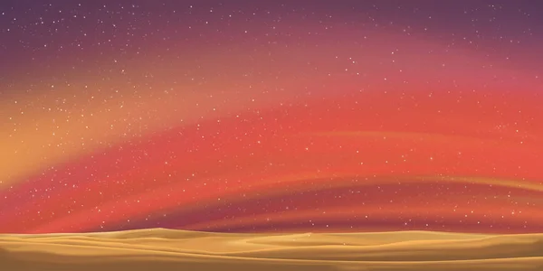 Γαλαξίας Μας Και Πορτοκαλί Φως Αμμόλοφους Της Ερήμου Νύχτα Πολύχρωμο — Διανυσματικό Αρχείο