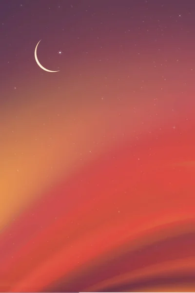 Islamic Card Crescent Moon Blue Orange Sky Background Vertical Banner — Image vectorielle
