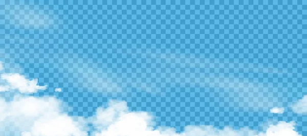 Wolkenhimmel Sonnigen Tagen Sommer Auf Blauem Transparenten Hintergrund Der Kulisse — Stockvektor
