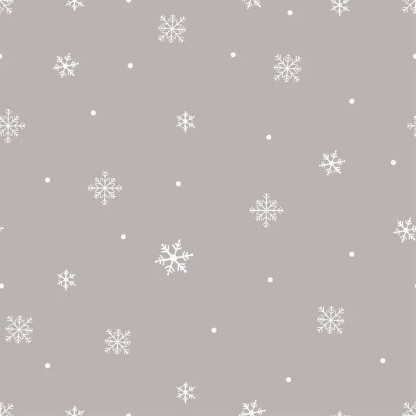 Snowflake Pattern Grey Vector Seamless Cartoon Cold Weather Winter Christmas — 图库矢量图片